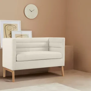 Bancheta Isaline tapitata cu spatar, crem 100 cm latime Ofertă exclusivă